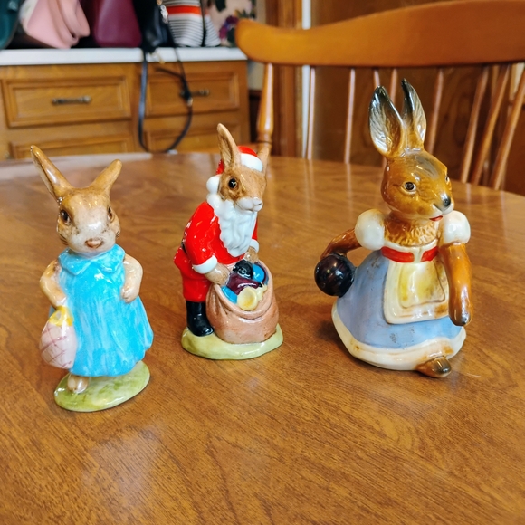 Trio Of Porcelain Bunny Rabbits: Royal Doulton Beatrix Potter And Goebel